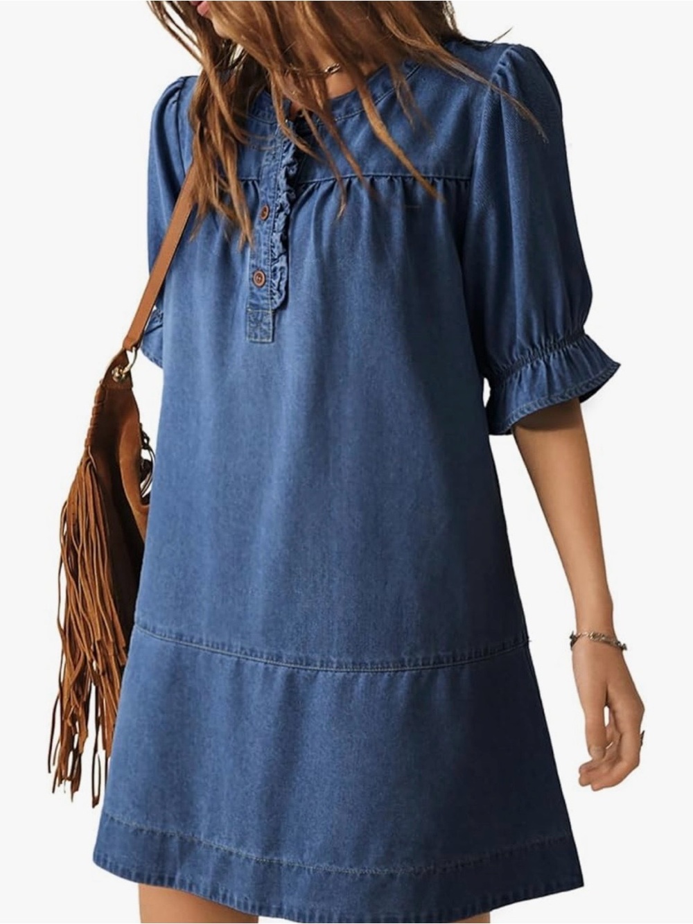 Dokotoo Denim Midi Smock Dress in Blue - Women